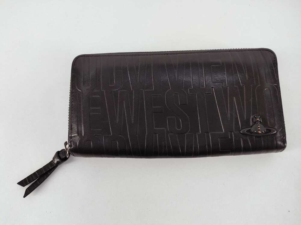 Vivienne Westwood Embossed Logo Leather Zip Around Long Wallet